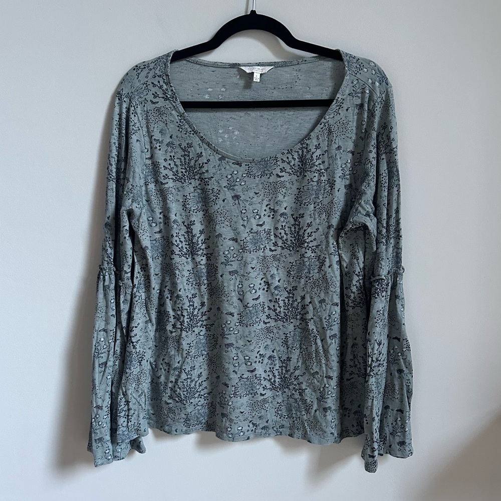 Lucky Brand Blue Floral Botanical Long Sleeve Top